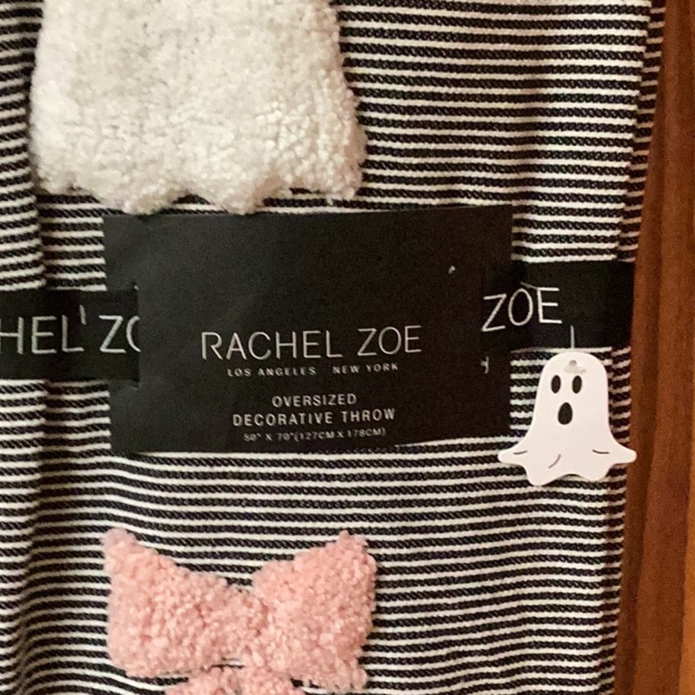 Rachel Zoe Black and White Ghost Throw Blanket - Picture 2 of 5